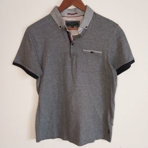 Men's Ted Baker London Heather Grey/Gray Polo - Size 4/Medium